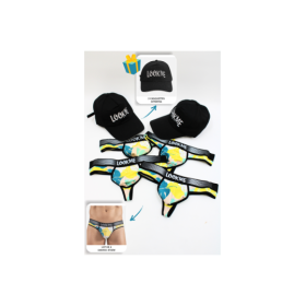 Pack 4 Strings Homme LM2402-57LEM LOOKME + 2 Casquettes Offertes